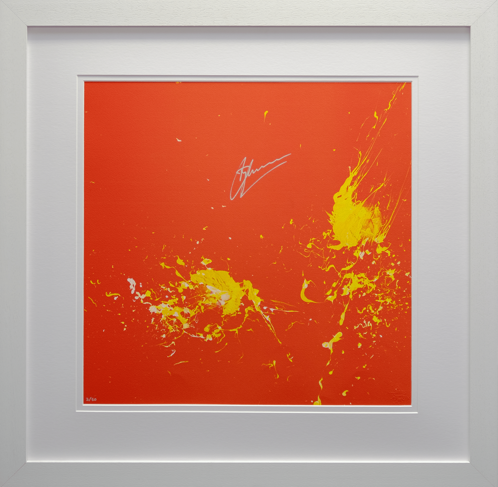 Impact Art created and Signed by Dennis Bergkamp Framed in White - Memorabilia Framers Shop